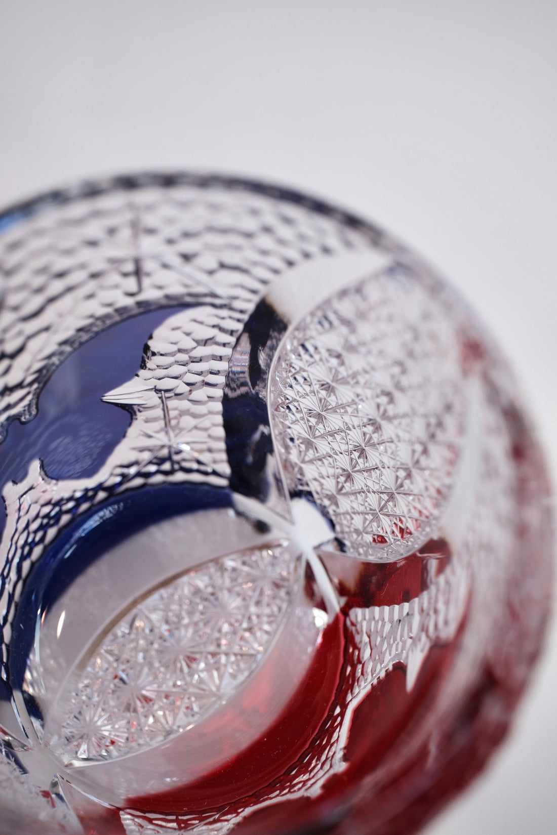 Edo Kiriko Whisky Glass Rock Glass "Butterfly" Purple/Red by Junichi Nabetani, Master of traditional crafts