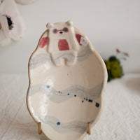 Tsubouchi Mayumi 坪内真弓 Bear Shaped Oval Mini Plate MT05 - Swimming Bear