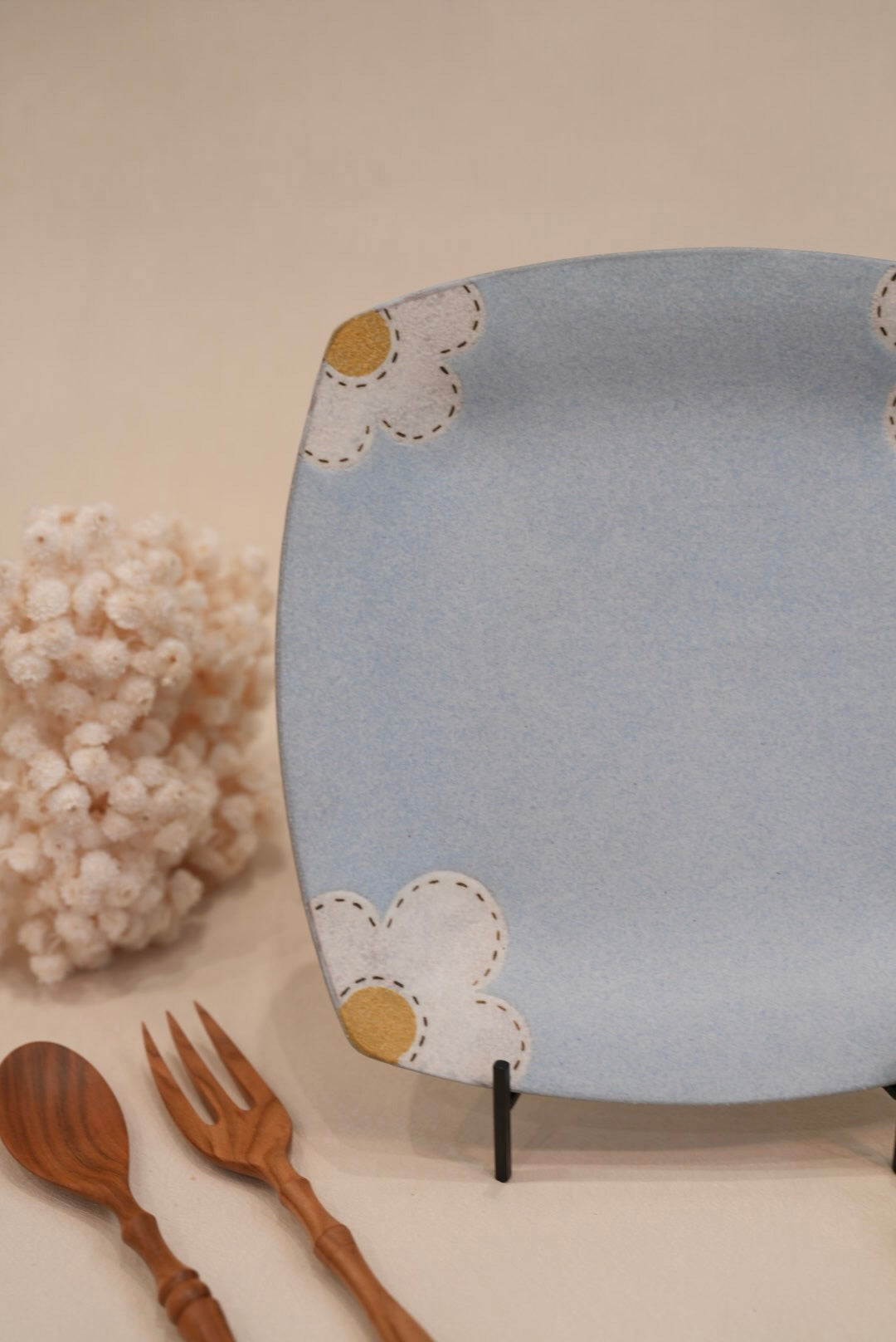 Kei Mitsumochi ミツ持啓 24cm Rectangle Plate - Blue Flower KM20