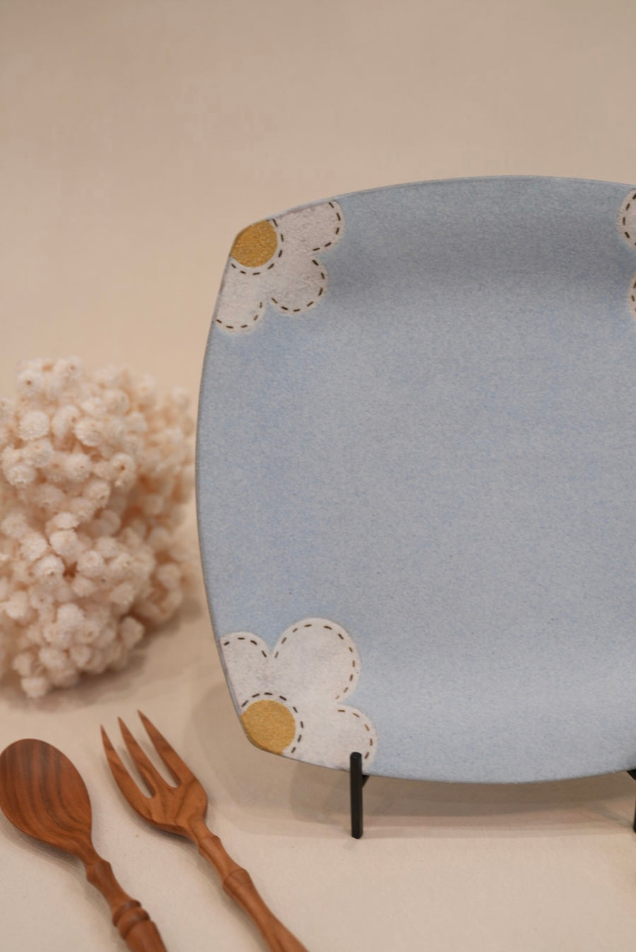 Kei Mitsumochi ミツ持啓 24cm Rectangle Plate - Blue Flower KM20