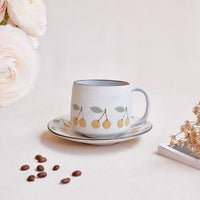 Kei Mitsumochi ミツ持啓 Cherry Mug with Saucer - Yellow  KM12