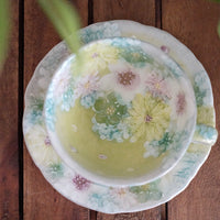 Seto Ware Flower Coffee Cup With Saucer