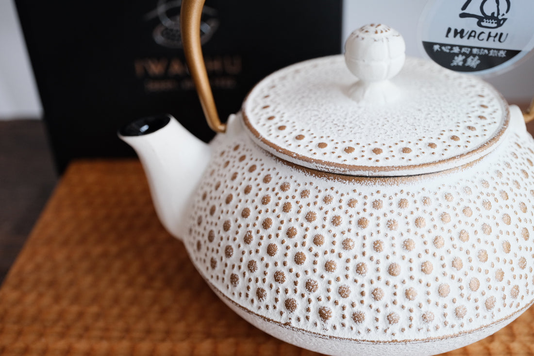 IWACHU Iron Teapot - White Gold - Dots Pattern