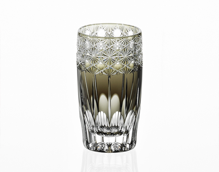 Kagami Crystal - Slim Glass, Edo Kiriko "Koka (Shining flowers)" Black