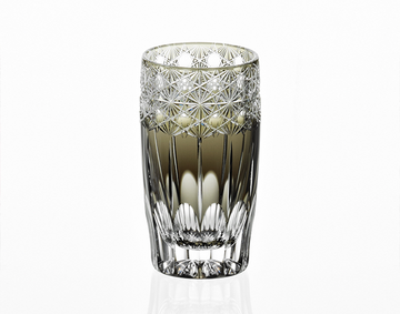 Kagami Crystal - Slim Glass, Edo Kiriko "Koka (Shining flowers)" Black