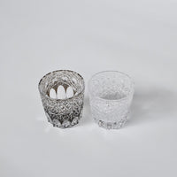 Edo Kiriko Whisky Glass Rock Glass "Large Chrysanthemum" White by Junichi Nabetani, Master of traditional crafts