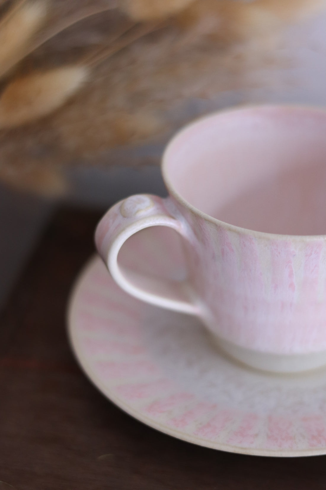 Seto Ware Running Glaze Coffee Cup and Saucer Set