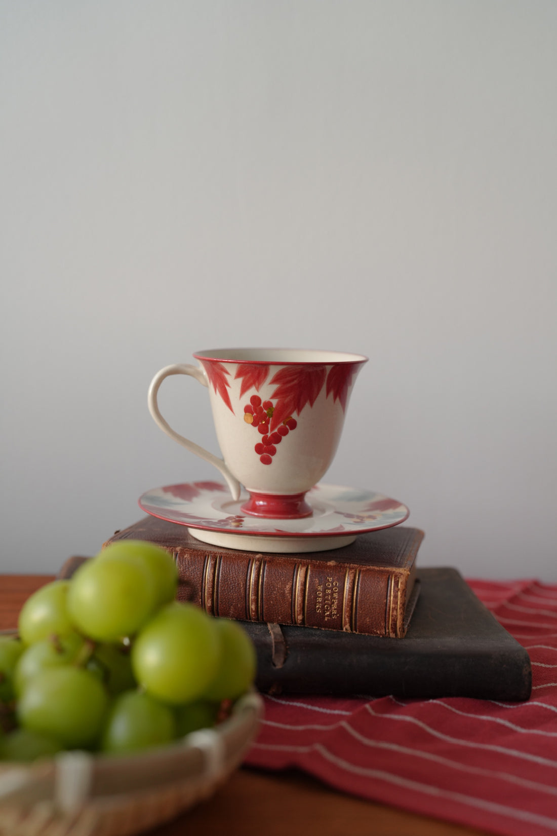 SiShuang Red Grape Coffee Cup w Saucer Set