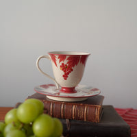 SiShuang Red Grape Coffee Cup w Saucer Set