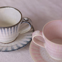 Seto Ware Running Glaze Coffee Cup and Saucer Set