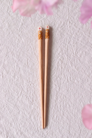 Ayataro Chopsticks - Bear with White Flower - aya05