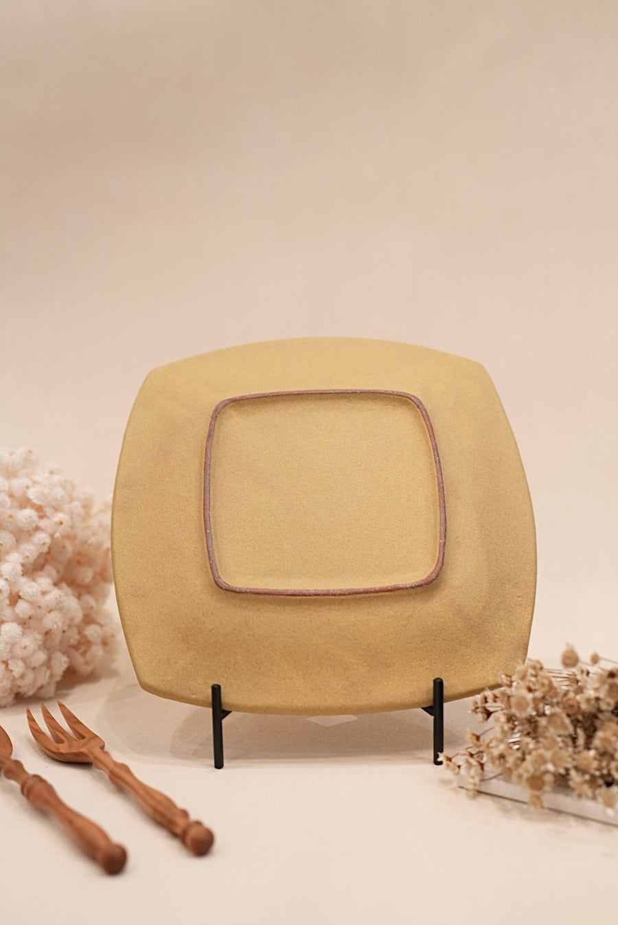 Kei Mitsumochi ミツ持啓 24cm Rectangle Plate - Yellow Flower KM21