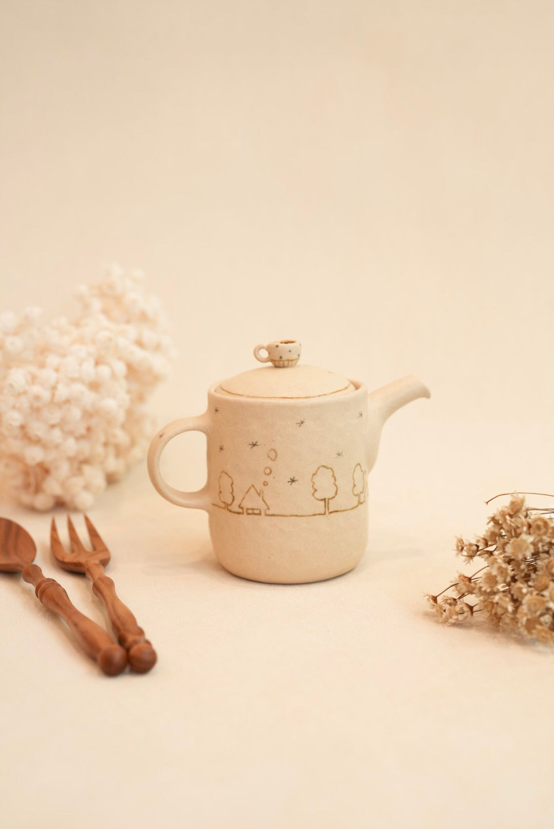 Chiho Yoshida 穗屋工房 Tea Pot with Coffee Deco Lid - CY28
