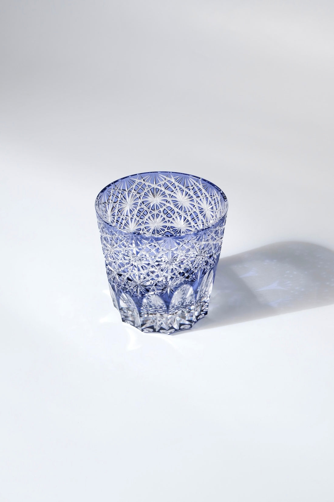 Edo Kiriko Whisky Glass Rock Glass "Large Chrysanthemum" Purple by Junichi Nabetani, Master of traditional crafts