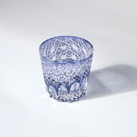 Edo Kiriko Whisky Glass Rock Glass "Large Chrysanthemum" Purple by Junichi Nabetani, Master of traditional crafts