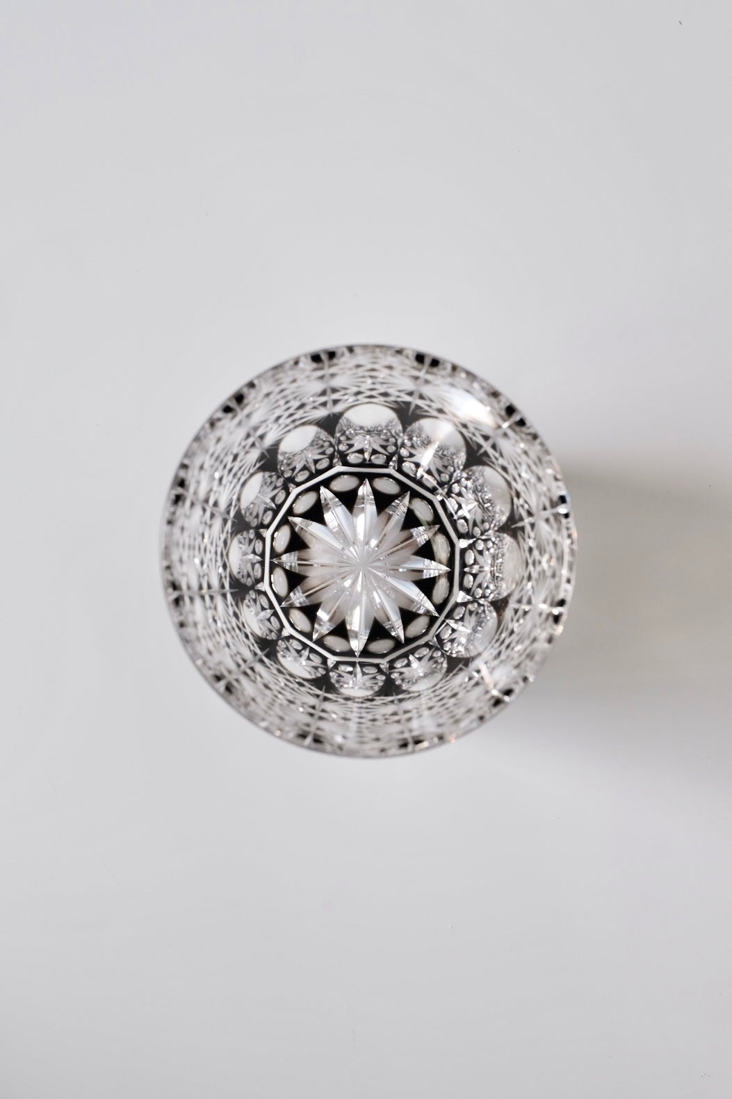 Edo Kiriko Whisky Glass Rock Glass "Large Chrysanthemum" Black by Junichi Nabetani, Master of traditional crafts