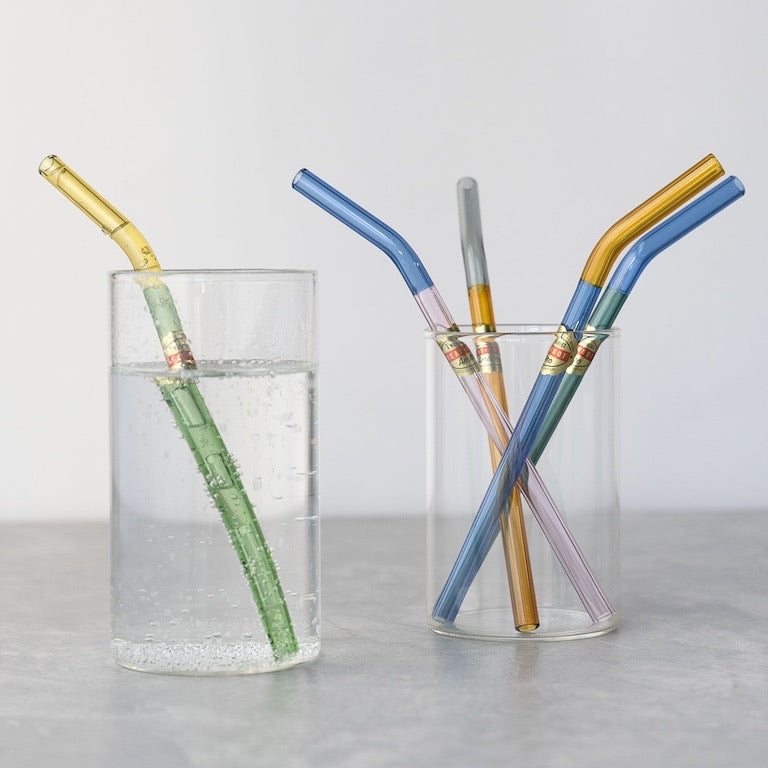 Amabro Ware Two Tone Glass Straw Set of 2