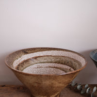 Minoware Large Soup Bowl Blue & Brown