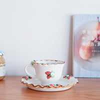 Aiko Miura 三浦愛子 Strawberry Mug with Saucer - White AM14