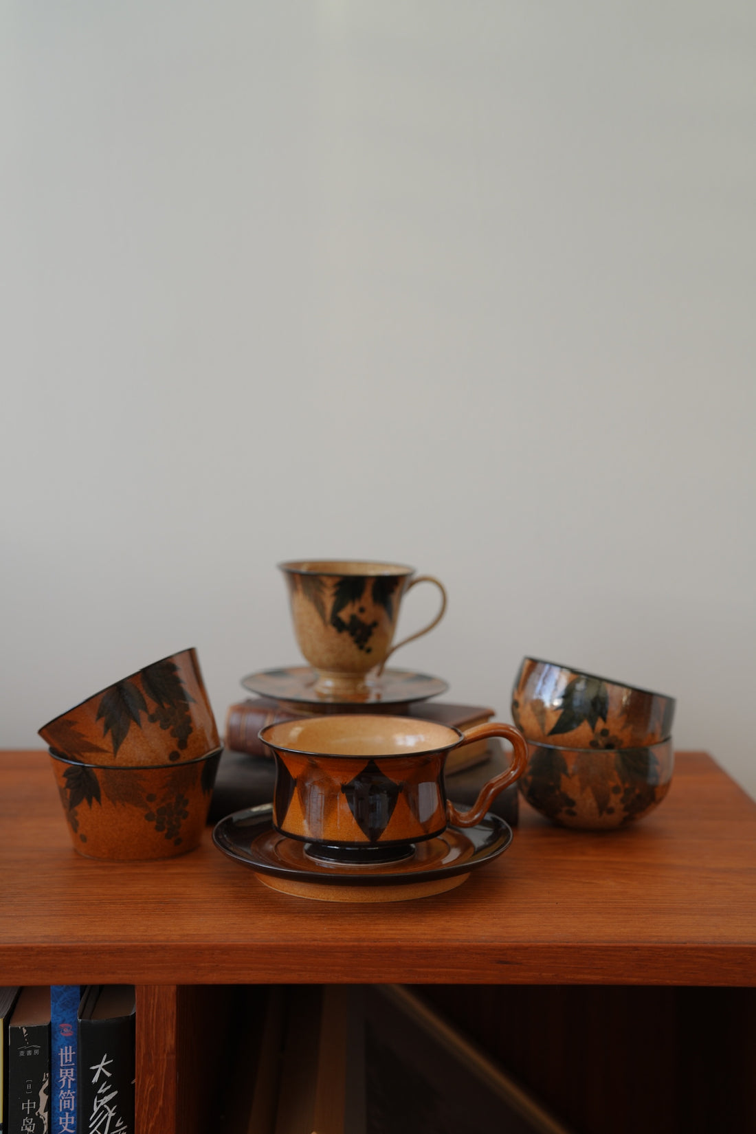 SiShuang Retro Checked Coffee Cup w Saucer Set
