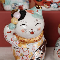 Yudachigama Hand-painted Lucky Cat with Mochi Decoration