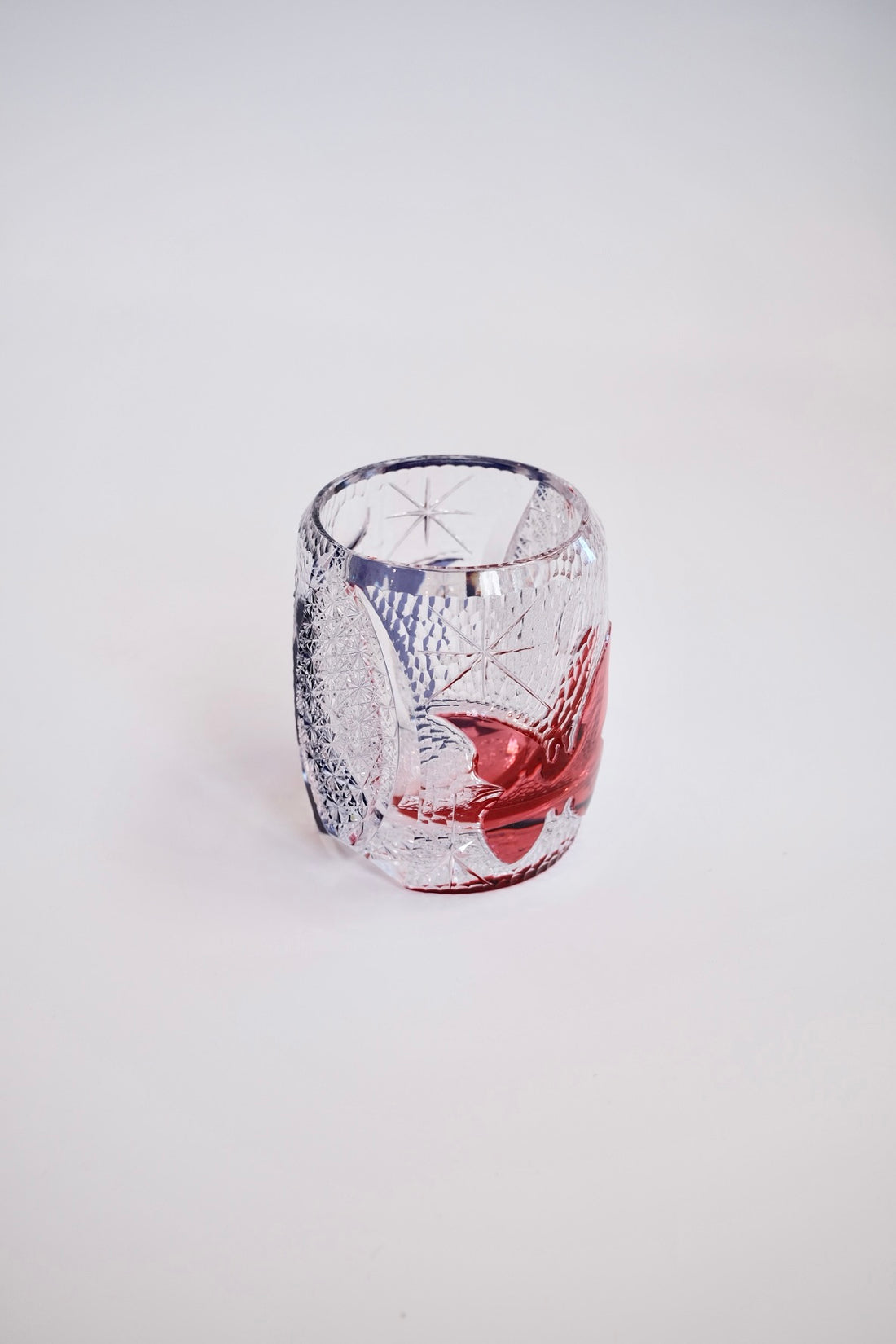 Edo Kiriko Whisky Glass Rock Glass "Butterfly" Purple/Red by Junichi Nabetani, Master of traditional crafts