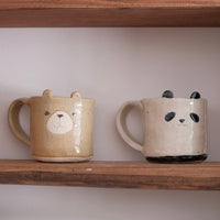 Seto Ware Handmade Clay Mug - Panda & Bear