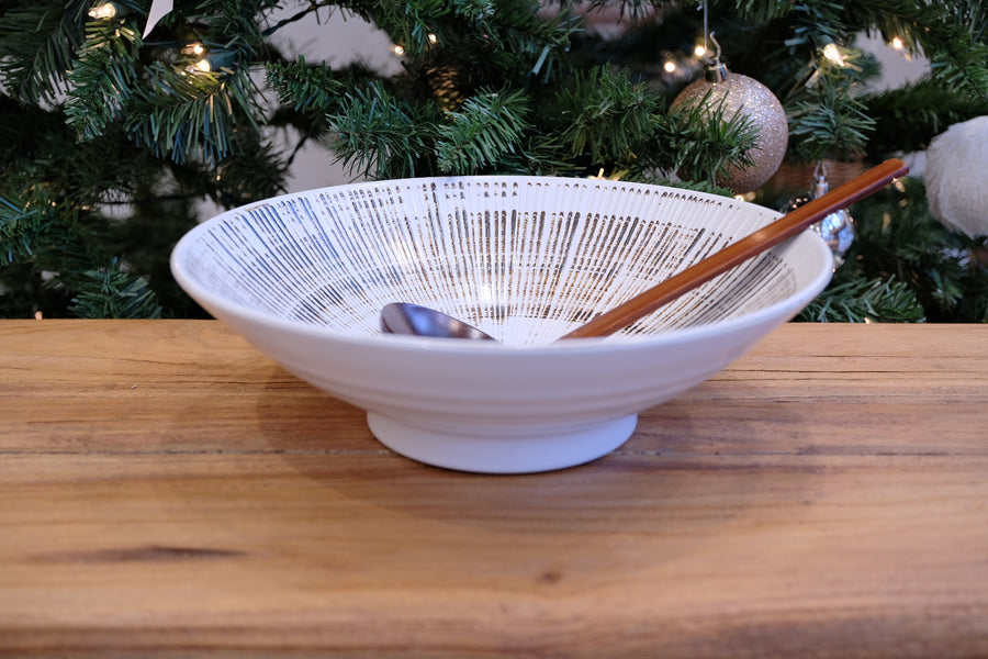 Minoware Ramen Bowl Don Bowl White Brush