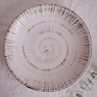 Minoware White Brush Round Plate