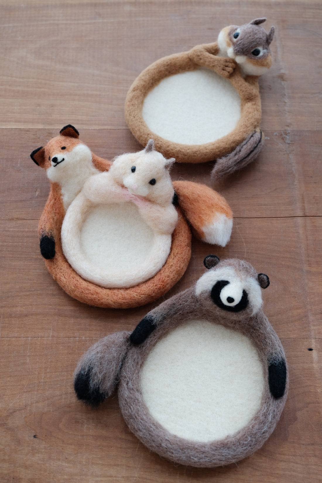 Aya and Yoshiko Wool Felt Animal Coaster -  Raccoon YS10