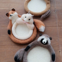 Aya and Yoshiko Wool Felt Animal Coaster -  Raccoon YS10
