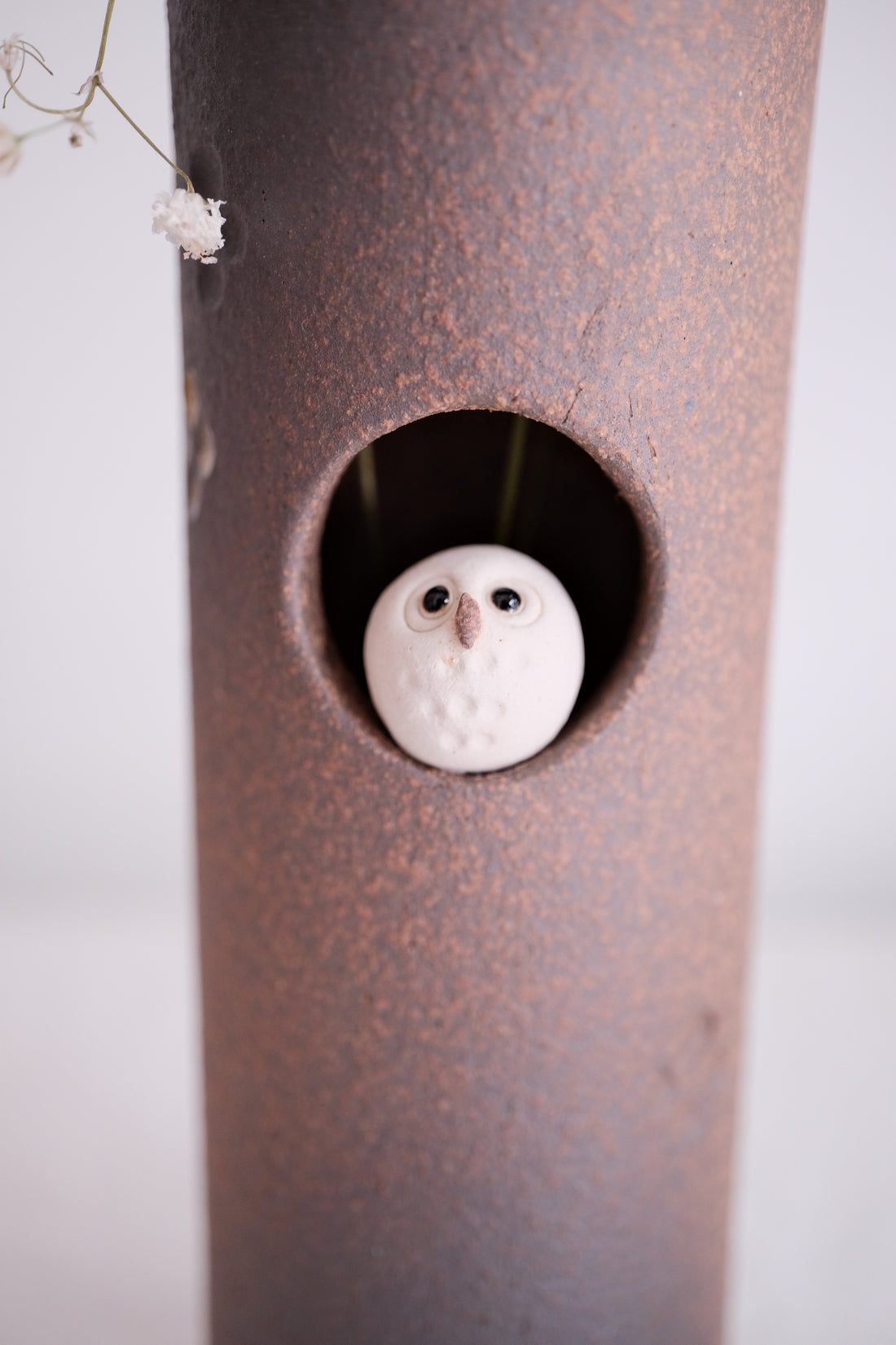 Shigaraki Ware Miniature Owl Vase