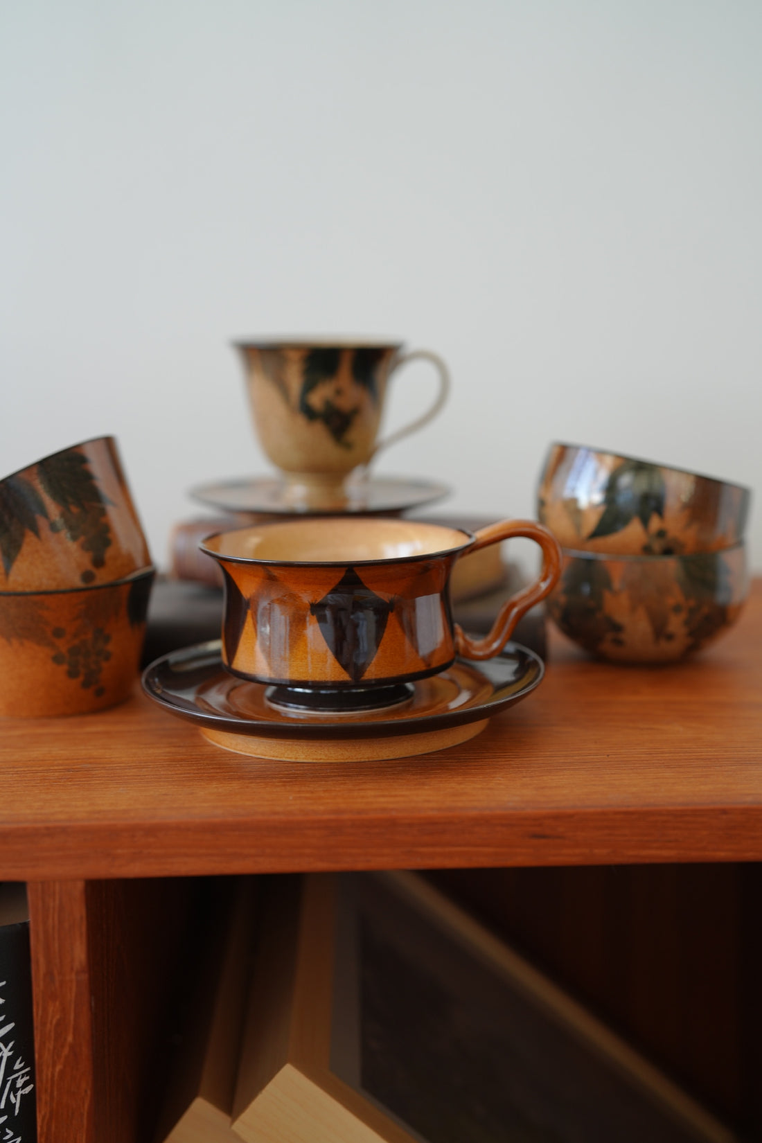 SiShuang Retro Checked Coffee Cup w Saucer Set