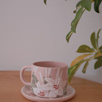 BAIYA Studio Pink Lily Coffee Mug w Saucer