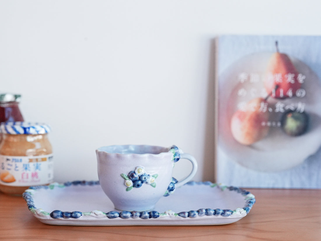 Aiko Miura 三浦愛子 Blue Berry Mug with Rectangle Plate - Purple AM08