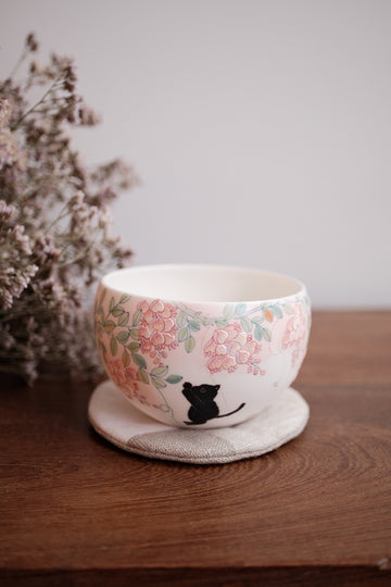 Baizhi Studio - Wisteria Black Cat Coffee/Tea Egg Shape Cup