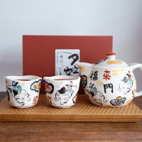 夕立窯 Japanese Style Tea Set - Fortune and Cat
