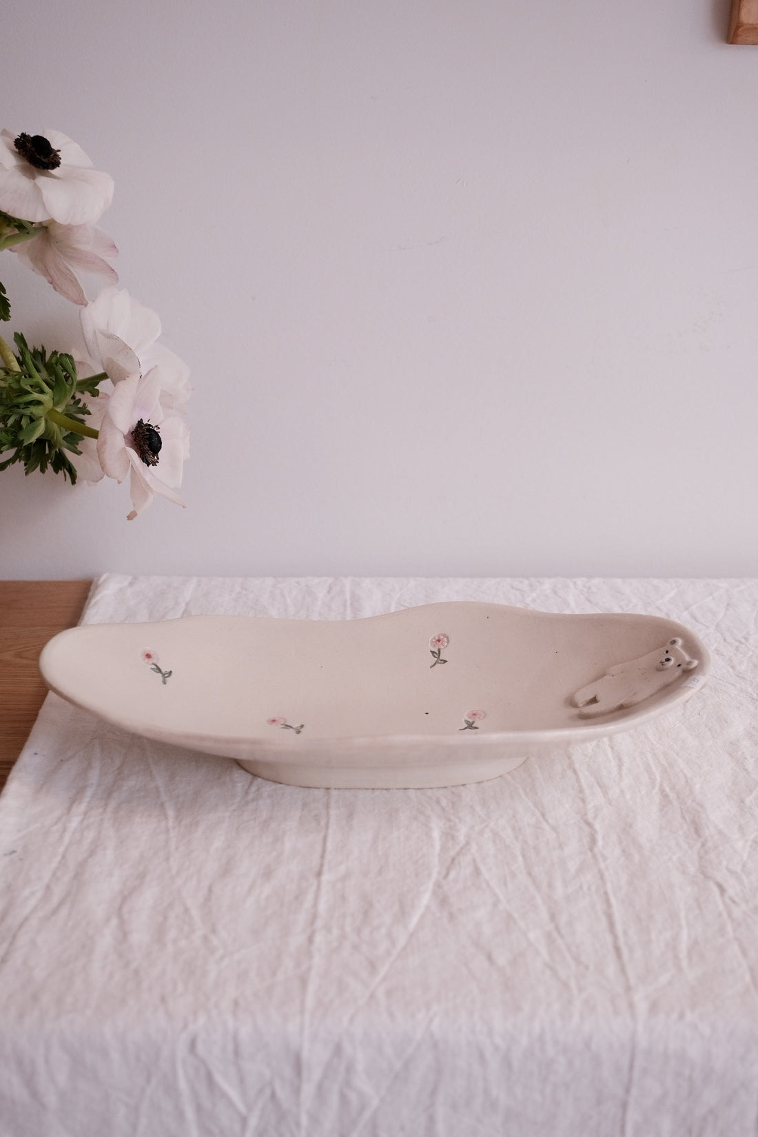 Tsubouchi Mayumi 坪内真弓 Oval Plate MT07 - White Bear