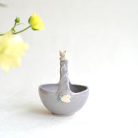 Fumiko Kondo 近藤布美子 - Purple Cat Ceramic Basket FK11