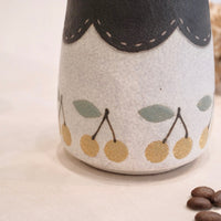 Kei Mitsumochi ミツ持啓 Yellow Cherry with Black Rim Vase KM80