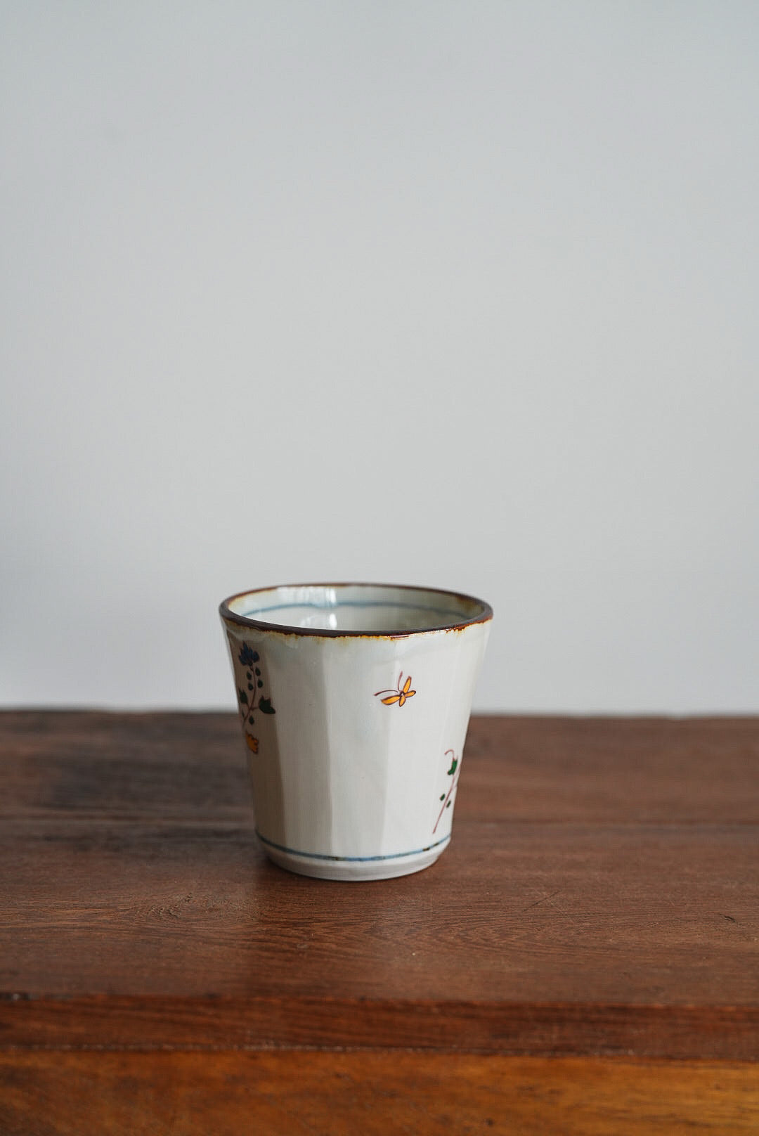 Kazuaki Shimura 志村和晃- Hand-Painted Floral Faceted Cup KAS06