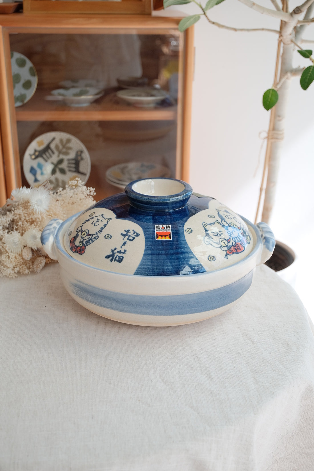 Donabe Banko Ware No.9 Lucky Cat Clay Pot