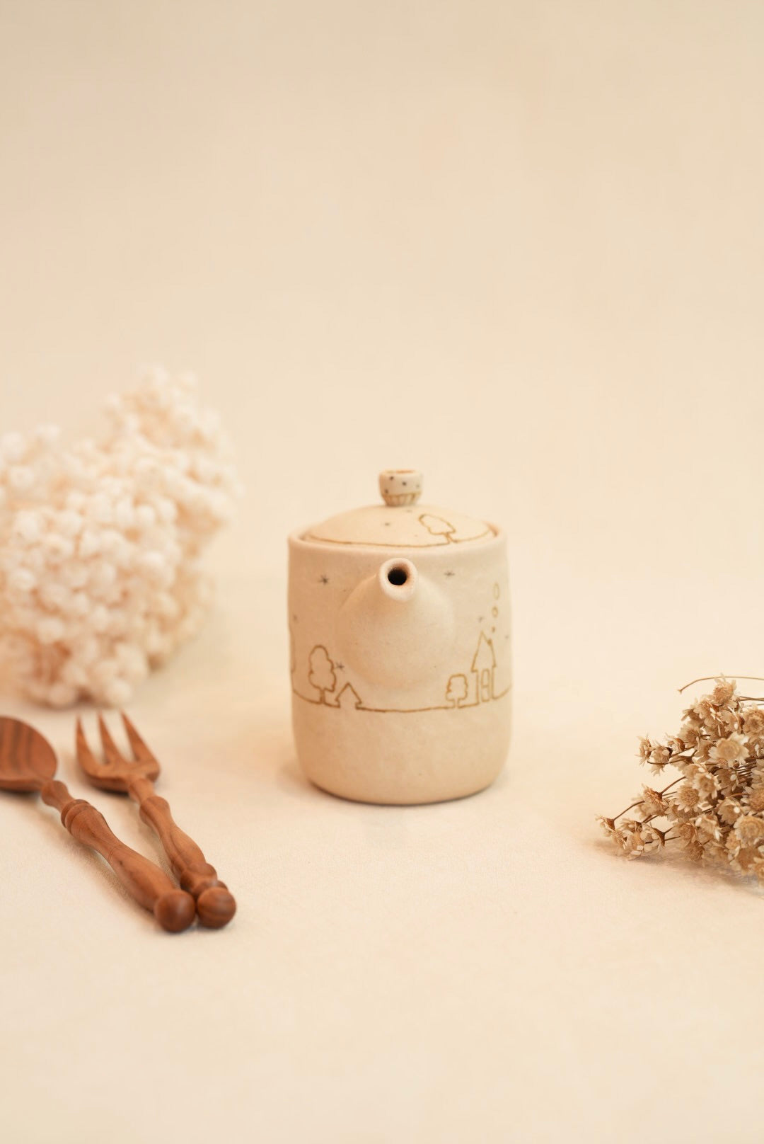 Chiho Yoshida 穗屋工房 Tea Pot with Coffee Deco Lid - CY28