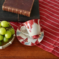SiShuang Red Grape Coffee Cup w Saucer Set