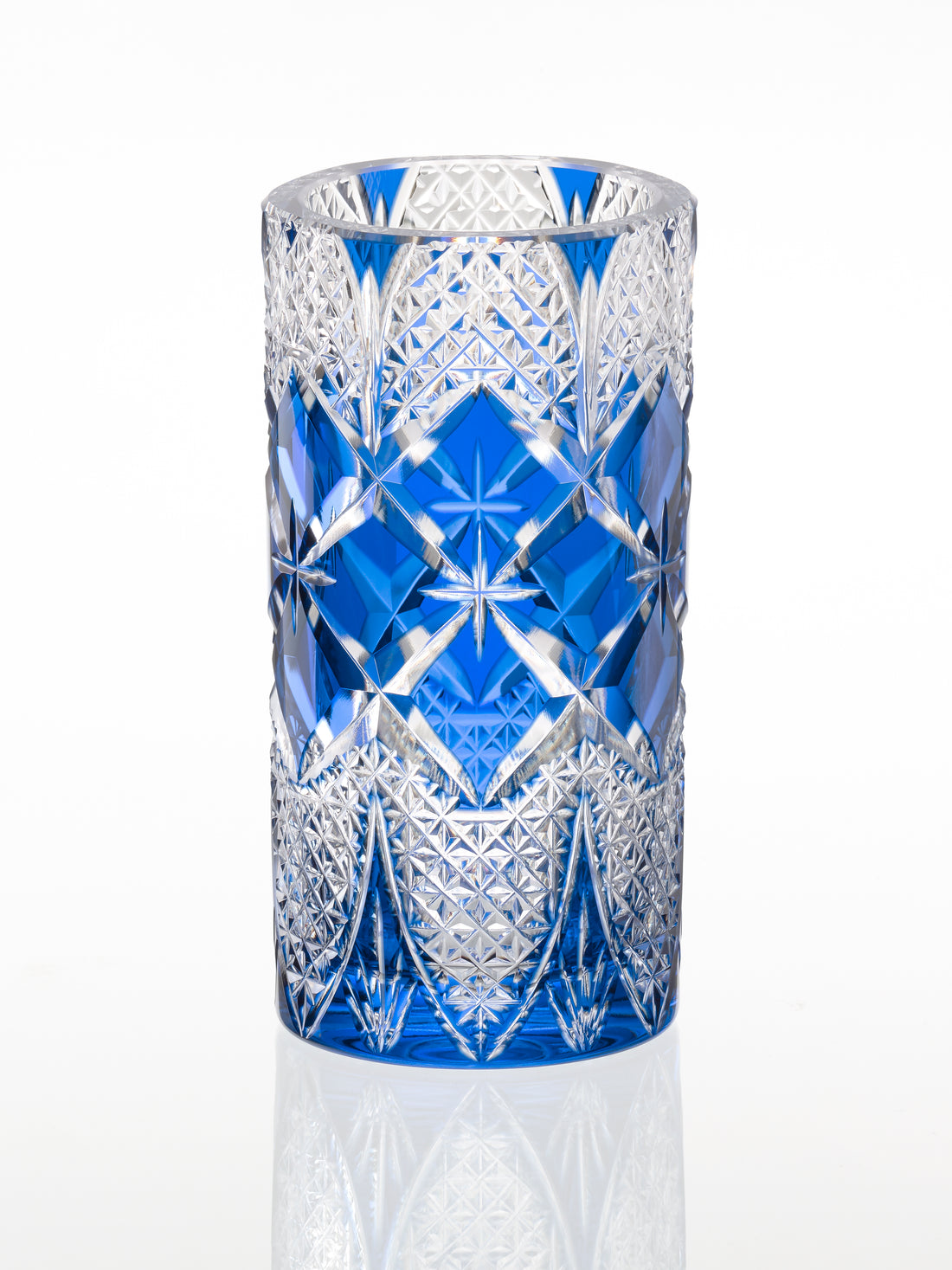 Kagami Crystal - Flower Vase, Edo Kiriko “Hishi-Yotsu-Hana”