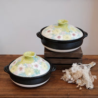 Setoware Flower Donabe Claypot - Green