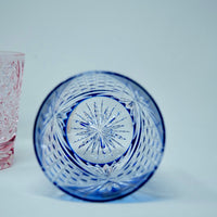 Kagami Crystal - A pair of Whisky Glasses, Edo Kiriko "Tasuki (sash)"