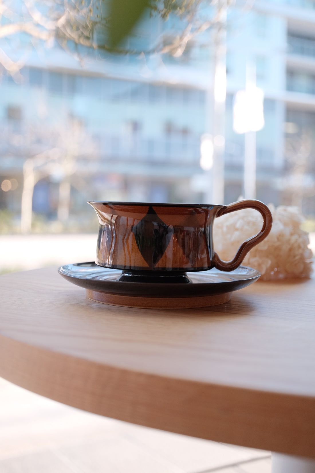 SiShuang Retro Checked Coffee Cup w Saucer Set