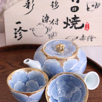 Arita Ware Peony Teapot and teacups gift set - Blue