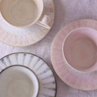 Seto Ware Running Glaze Coffee Cup and Saucer Set